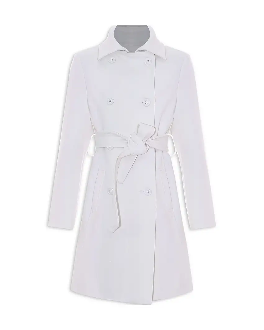 Trench Kocca doppiopetto bianco in misto viscosa stretch con fusciacca