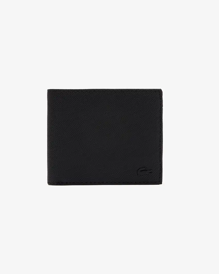 Portafoglio Lacoste in micro piquè nero con portamonete