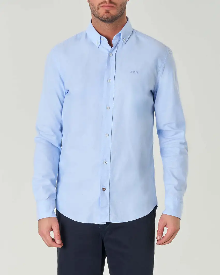 Camicia azzurra Hal casual-fit in Oxford di puro cotone con colletto button-down