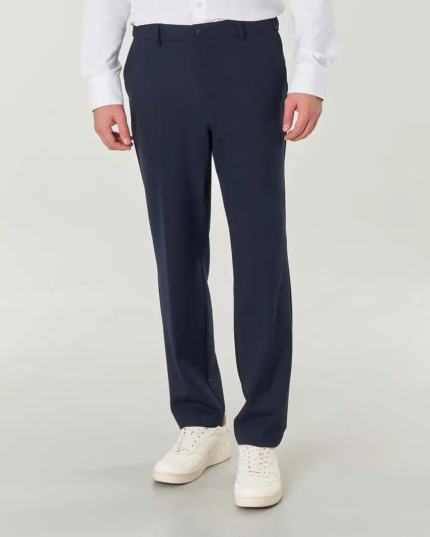 Pantaloni blu Genius slim-fit in tessuto tecnico di misto viscosa stretch