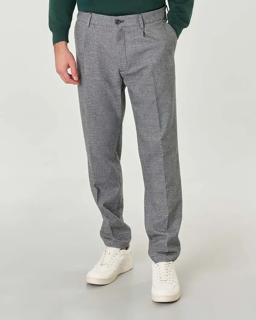 Pantaloni Kane tapered-fit in micro pied de poule bianco e nero di viscosa stretch