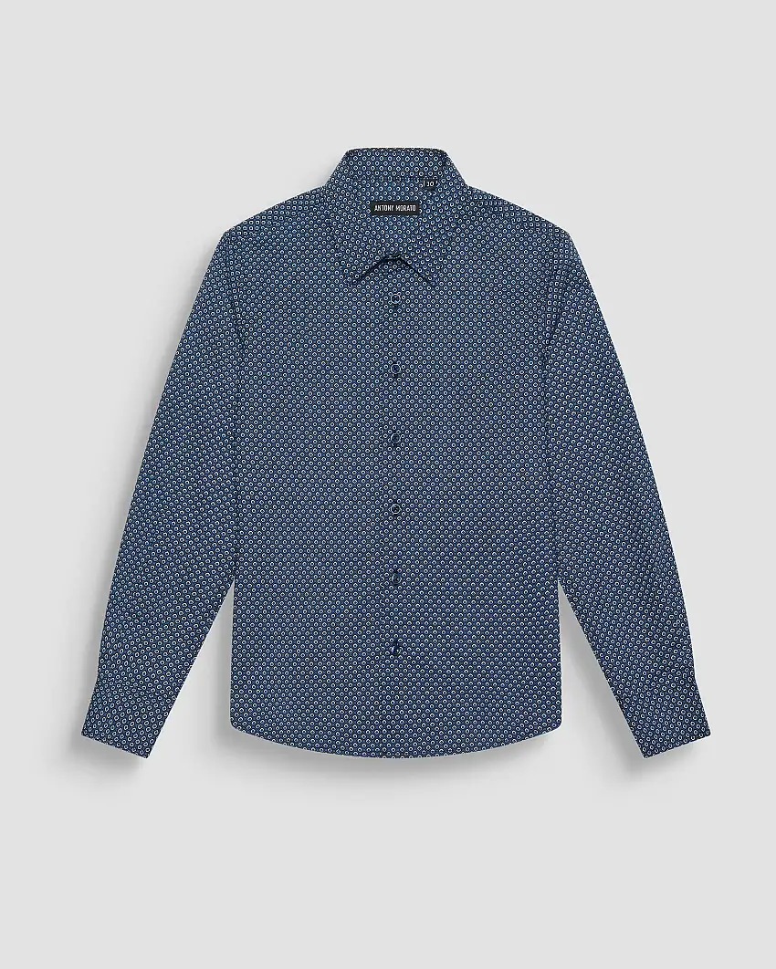 Camicia Antony Morato in cotone blu in microfantasia