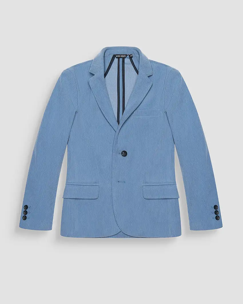 Blazer Antony Morato celeste in velluto rifinito a costine