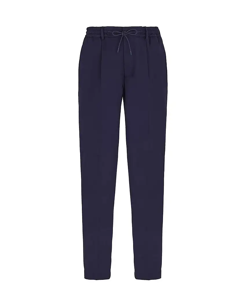 Pantalaccio blu in flanella di lana stretch