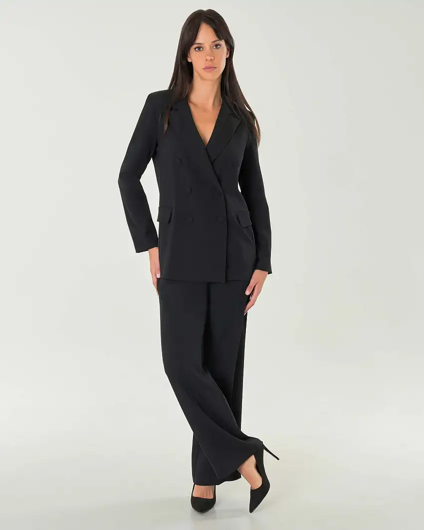 Giacca nera doppiopetto Hlo! in cady con scollo a rever