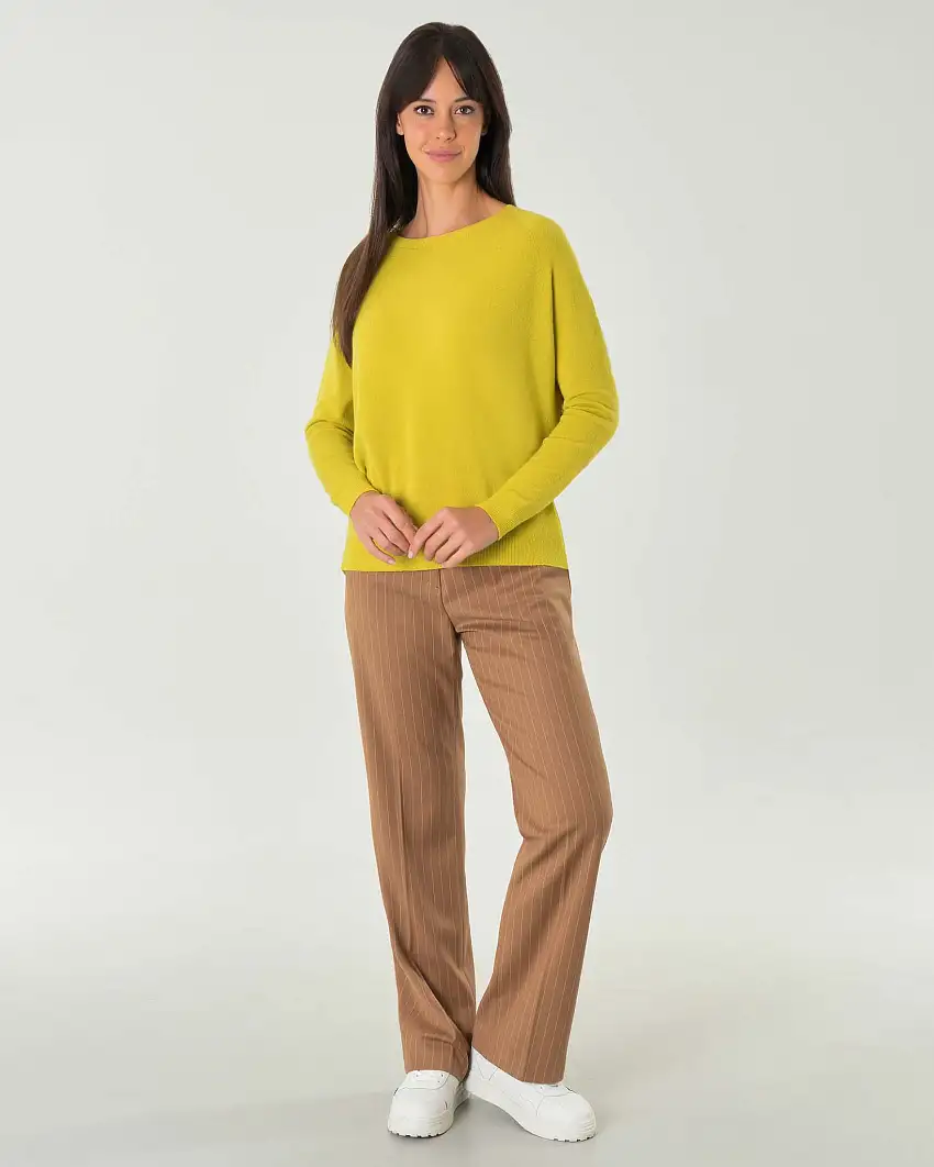 Maglia boxy color lime in misto viscosa con scollo ampio e maniche raglan