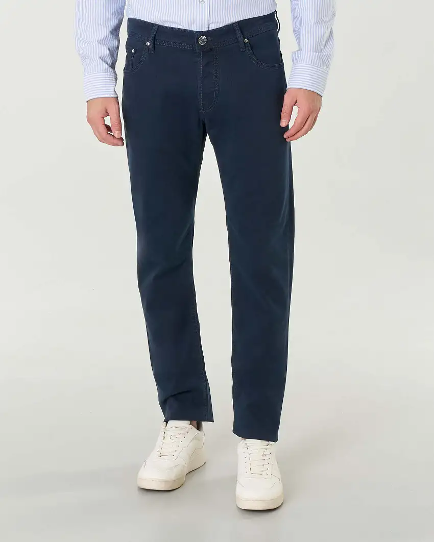 Pantaloni cinque tasche Nick skinny-fit blu in bull cotone e lyocell stretch