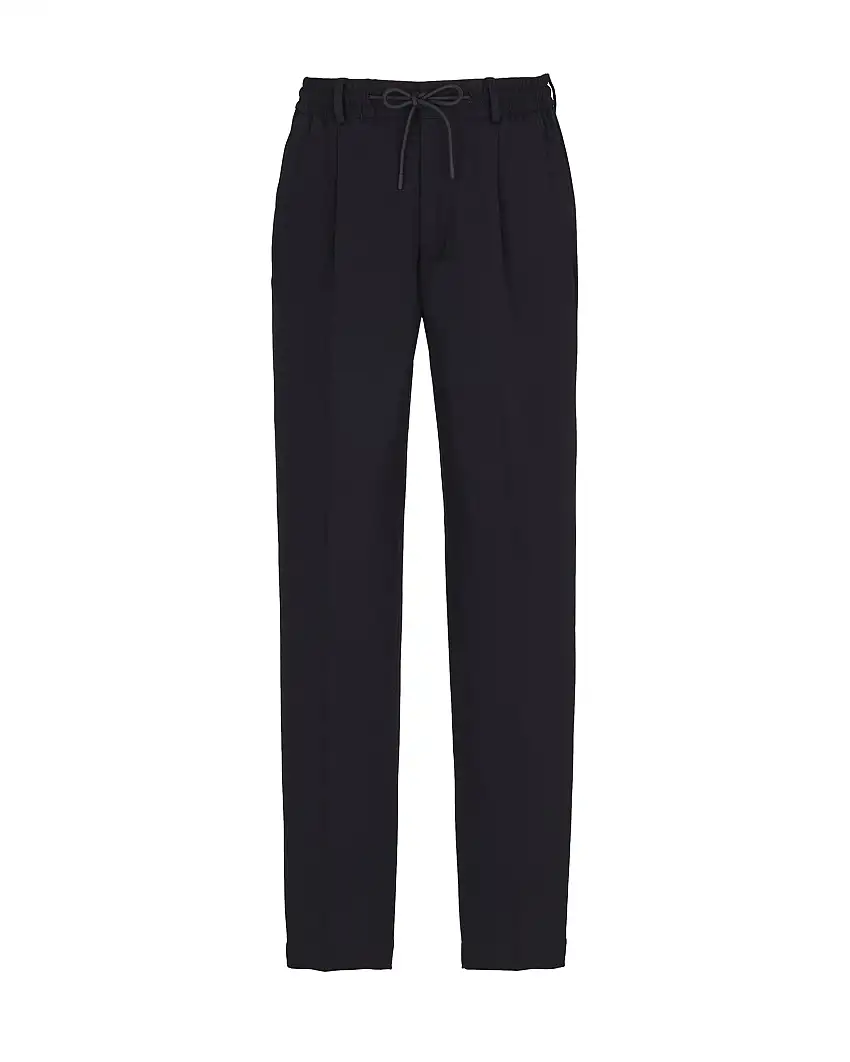 Pantalaccio nero in flanella di lana stretch