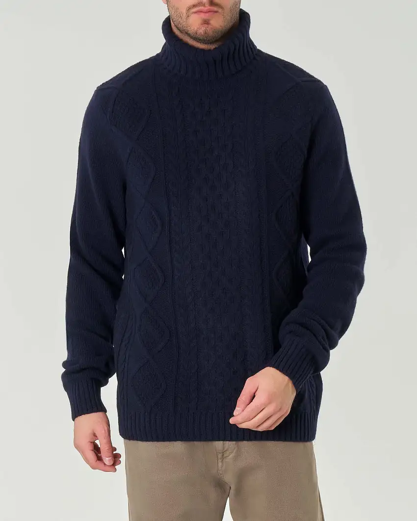 Dolcevita My Stuff blu in lana con motivo a trecce in stile norvegese