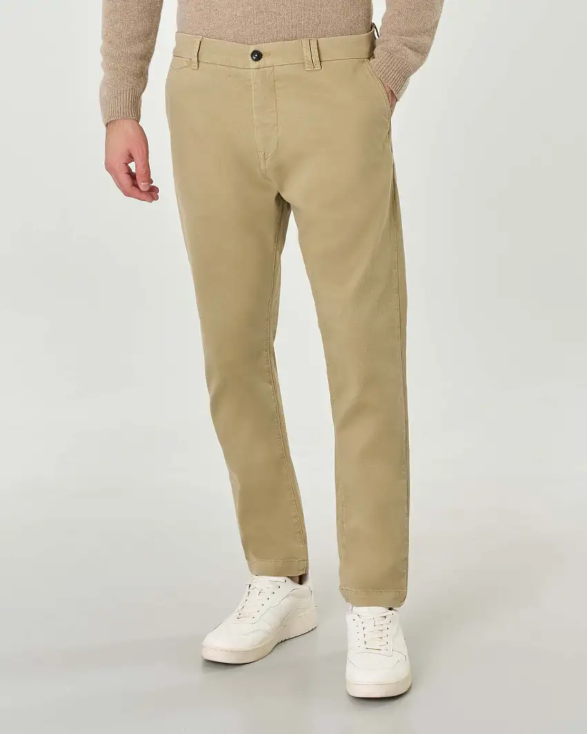 Pantaloni chino My Stuff beige regular-fit in caldo tessuto di cotone stretch