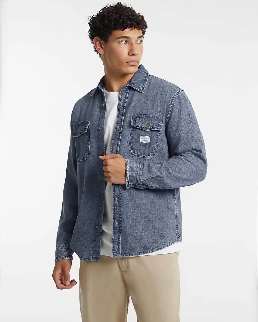 Overshirt Guess Jeans in denim di puro cotone lavaggio medio