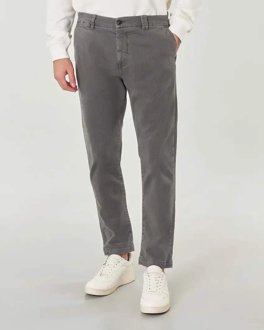 Pantaloni My Stuff chino grigi regular-fit in caldo tessuto di cotone stretch