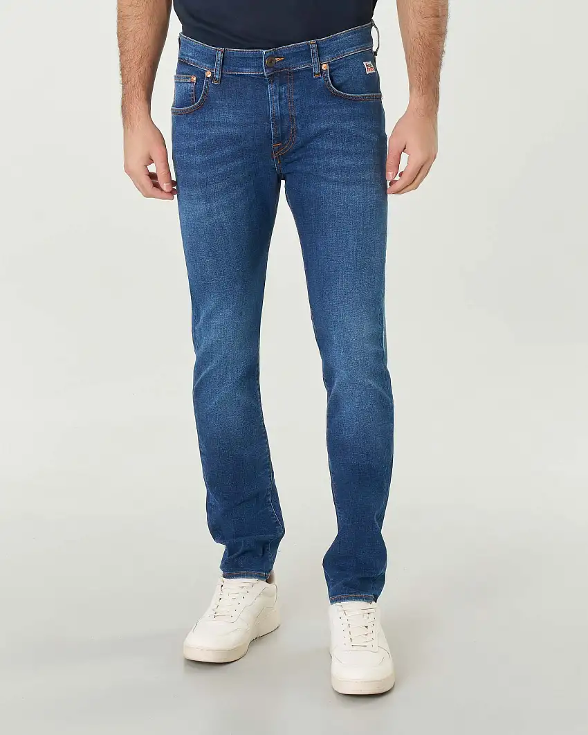 Jeans skinny-fit 317 Horizon in cotone stretch lavaggio scuro stone washed con baffature