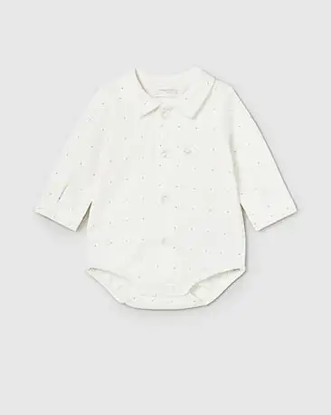 Body Mayoral bianco con puntini neri e maniche lunghe