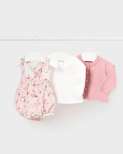 Completo Mayoral rosa e bianco con pagliaccetto t-shirt e giacchina