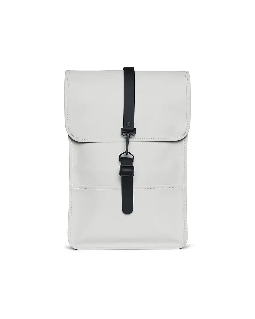 Zaino Backpack Mini color gesso in tessuto tecnico impermeabile effetto gommato con patta