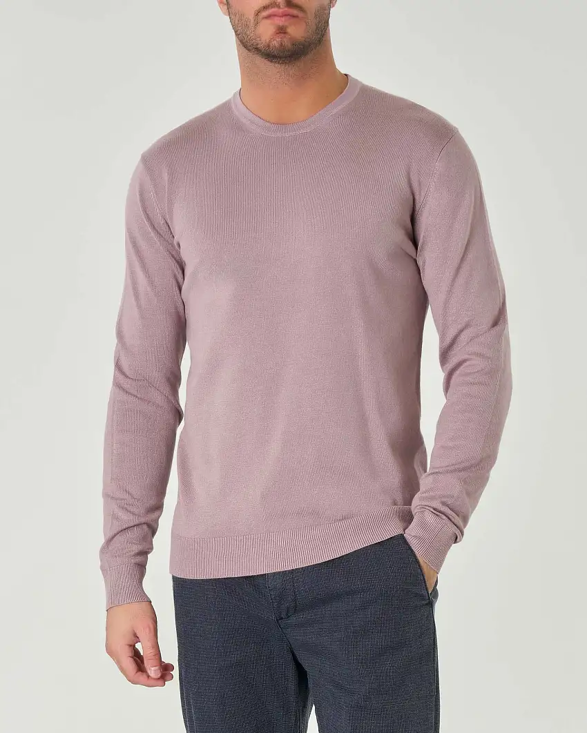 Maglia color malva girocollo tinta unita
