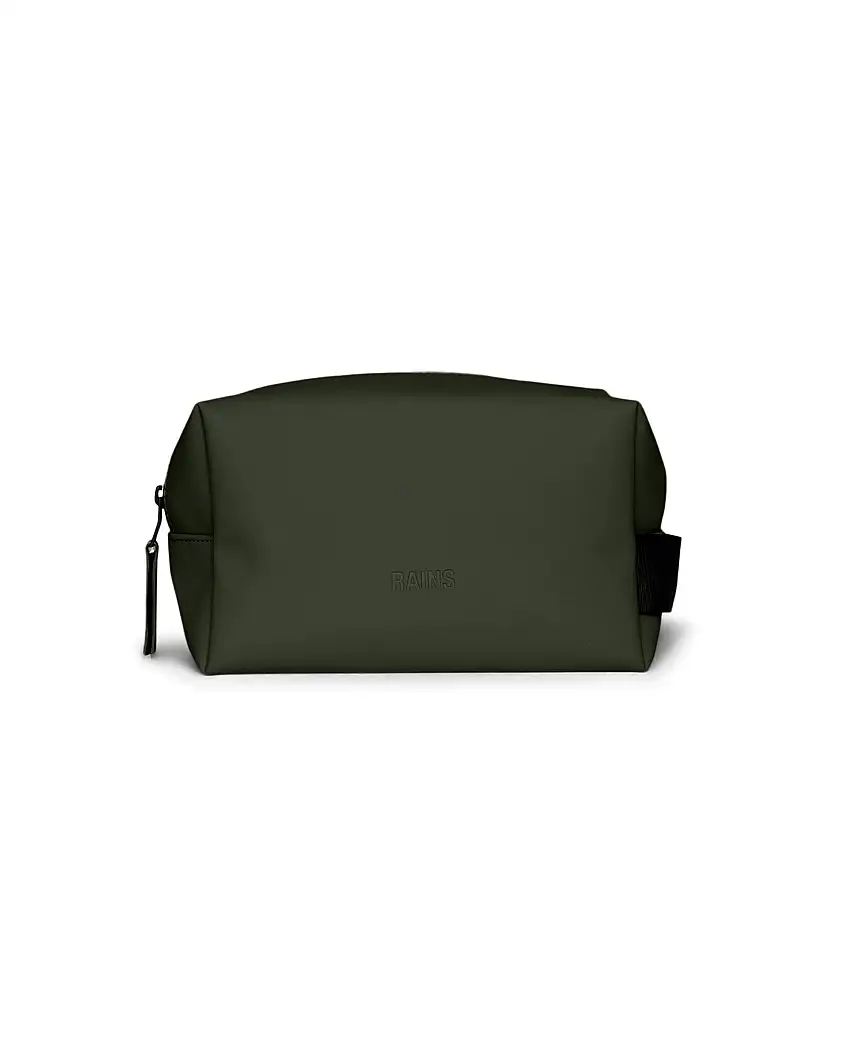 Wash Bag Small beauty case Rains verde militare con manico per il trasporto
