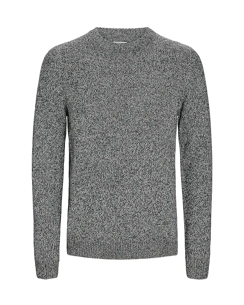 Maglia girocollo vanisé nera e bianca regular-fit in misto lana