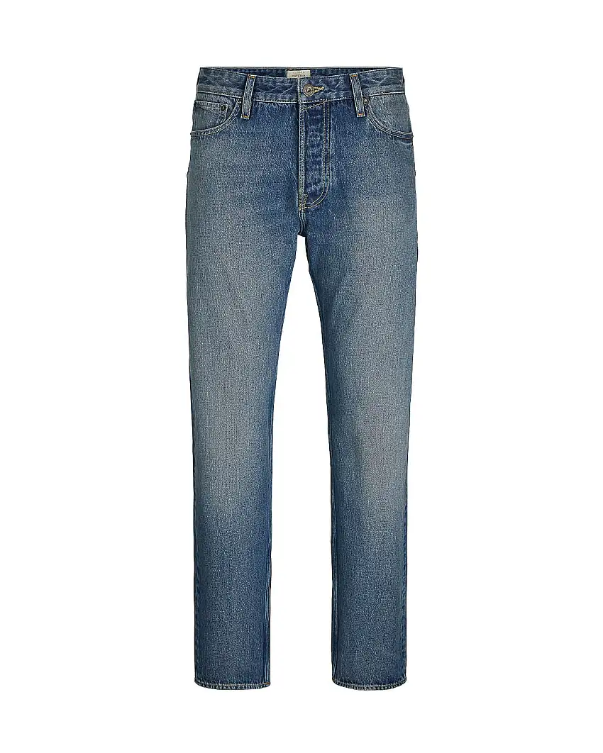 Jeans Chris relaxed-fit a gamba dritta in puro cotone lavaggio medio con sabbiature