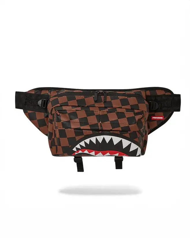 Marsupio Hangover cargo in similpelle a scacchiera marrone e nera