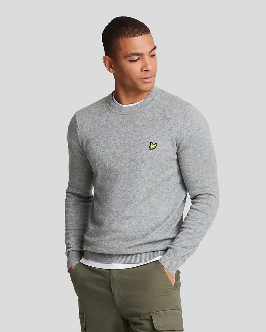 Maglia girocollo Lyle & Scott grigia in misto cotone e lana merino