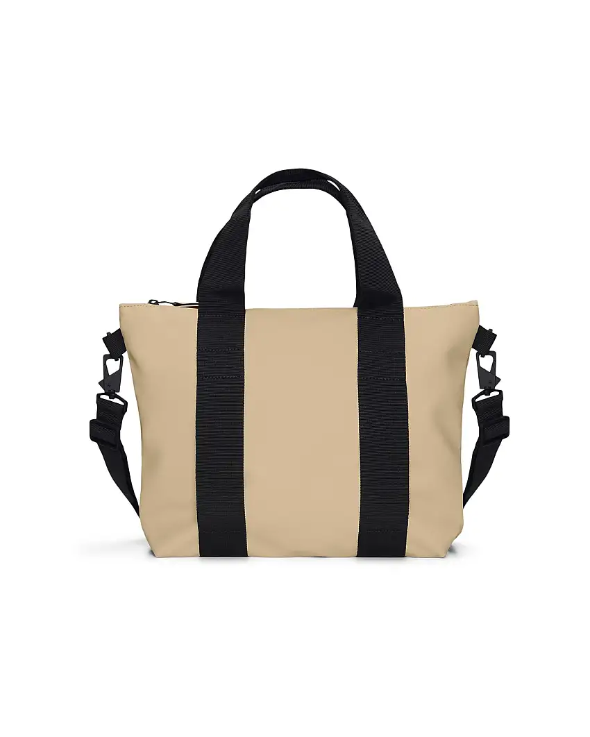 Tote Bag Micro color sabbia con manici a mano e tracolla più lunga rimovibile