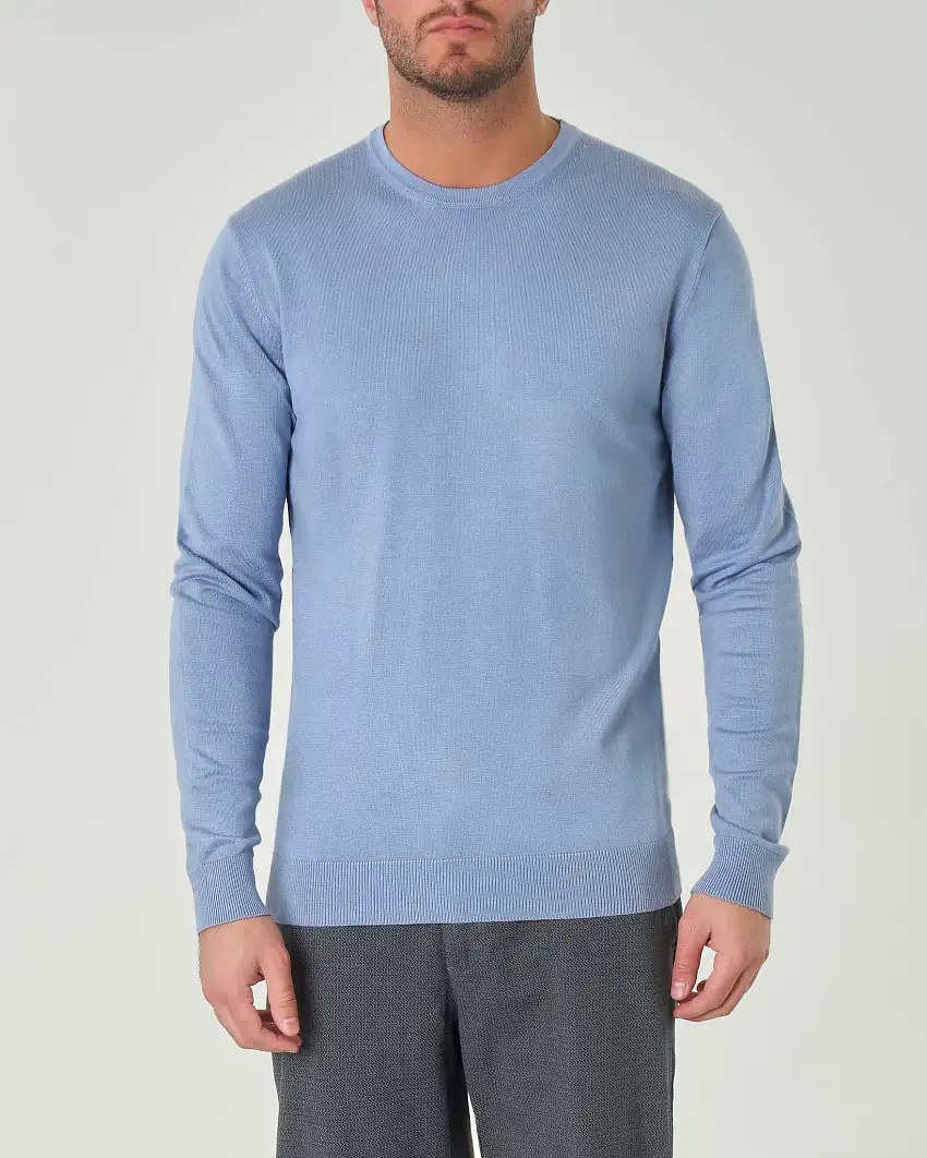 Maglia girocollo Paul Baker azzurra tinta unita