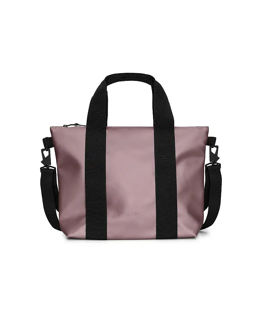 Tote Bag Micro color malva con manici a mano e tracolla più lunga rimovibile