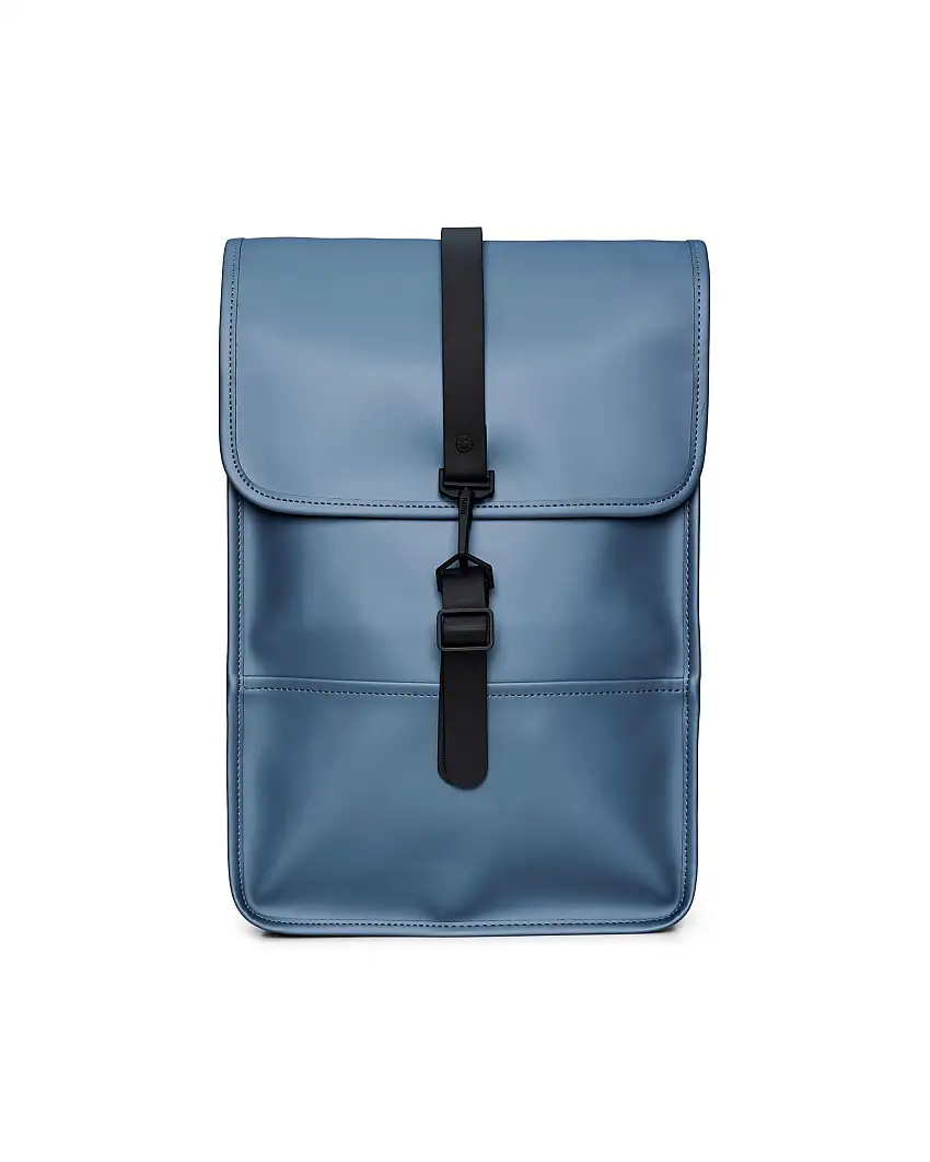 Zaino Backpack Mini color avio in tessuto tecnico impermeabile effetto gommato con patta