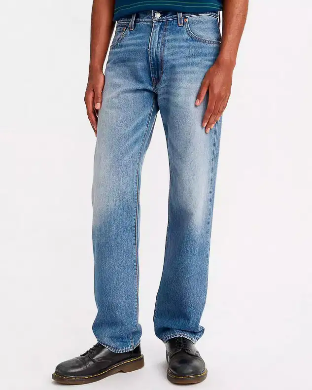 Jeans 555 straight-fit lavaggio chiaro stone washed in tela di puro cotone