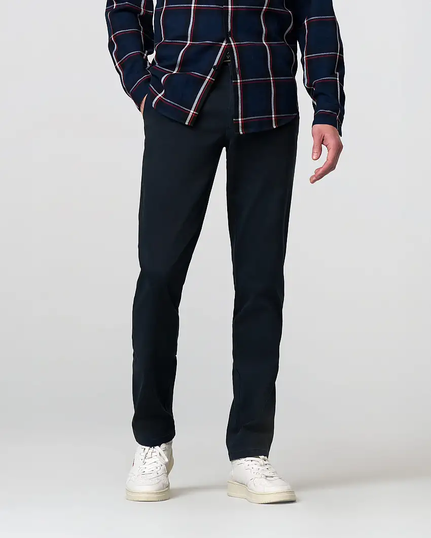 Pantalone Bonn blu in cotone stretch micro armatura a gamba dritta drop 6