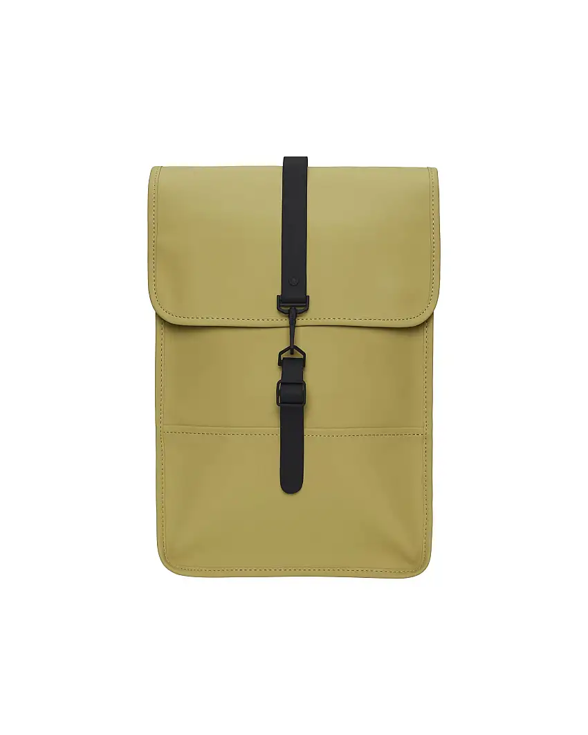 Zaino Backpack Mini Rains senape in tessuto tecnico impermeabile effetto gommato con patta