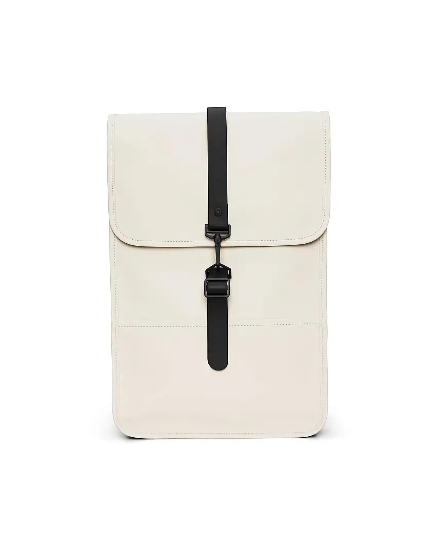 Zaino Backpack Mini Rains beige in tessuto tecnico impermeabile effetto gommato con patta