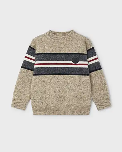 Maglia Mayoral in misto lana beige con righe grigie bianche e rosse