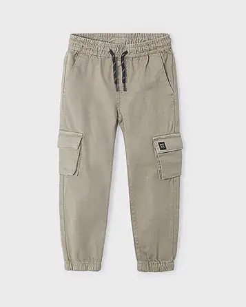 Pantalone sabbia cargo in cotone stretch con coulisse