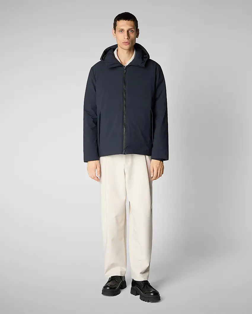 Giubbino Save the duck blu imbottito in Plumtech® con cappuccio fisso