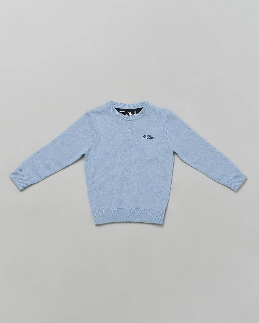 Maglia MC2 Saint Barth azzurra in lana e cashmere logata