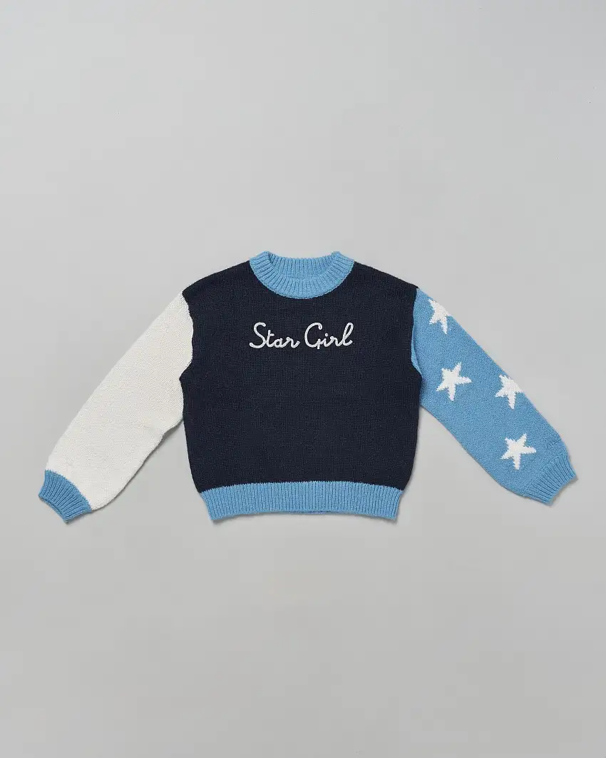 Maglia MC2 Saint Barth in misto lana di alpaca con stelle e scritta 'Star Girl'