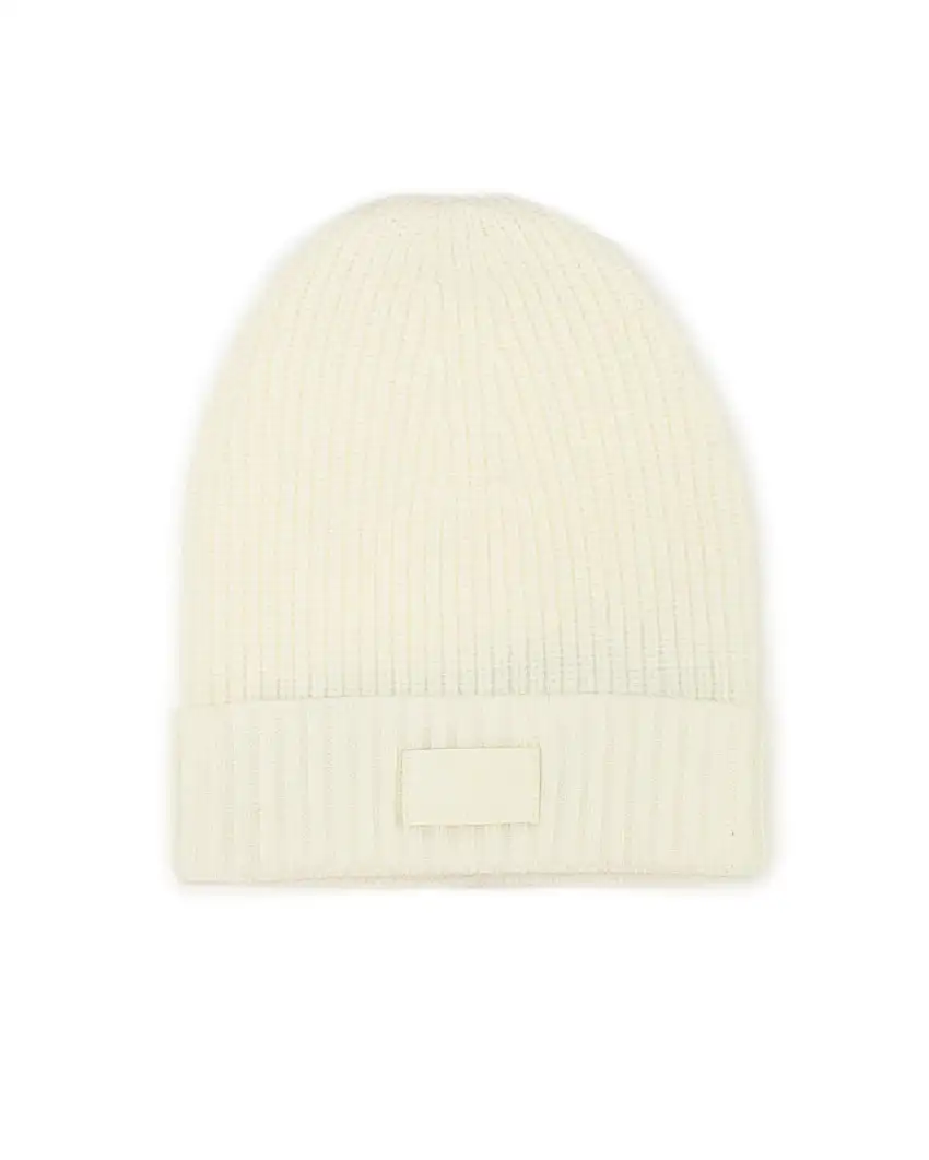 Berretto Jeckerson panna in maglia a coste