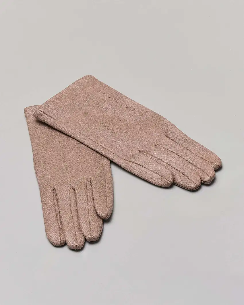 Guanti color taupe in similpelle