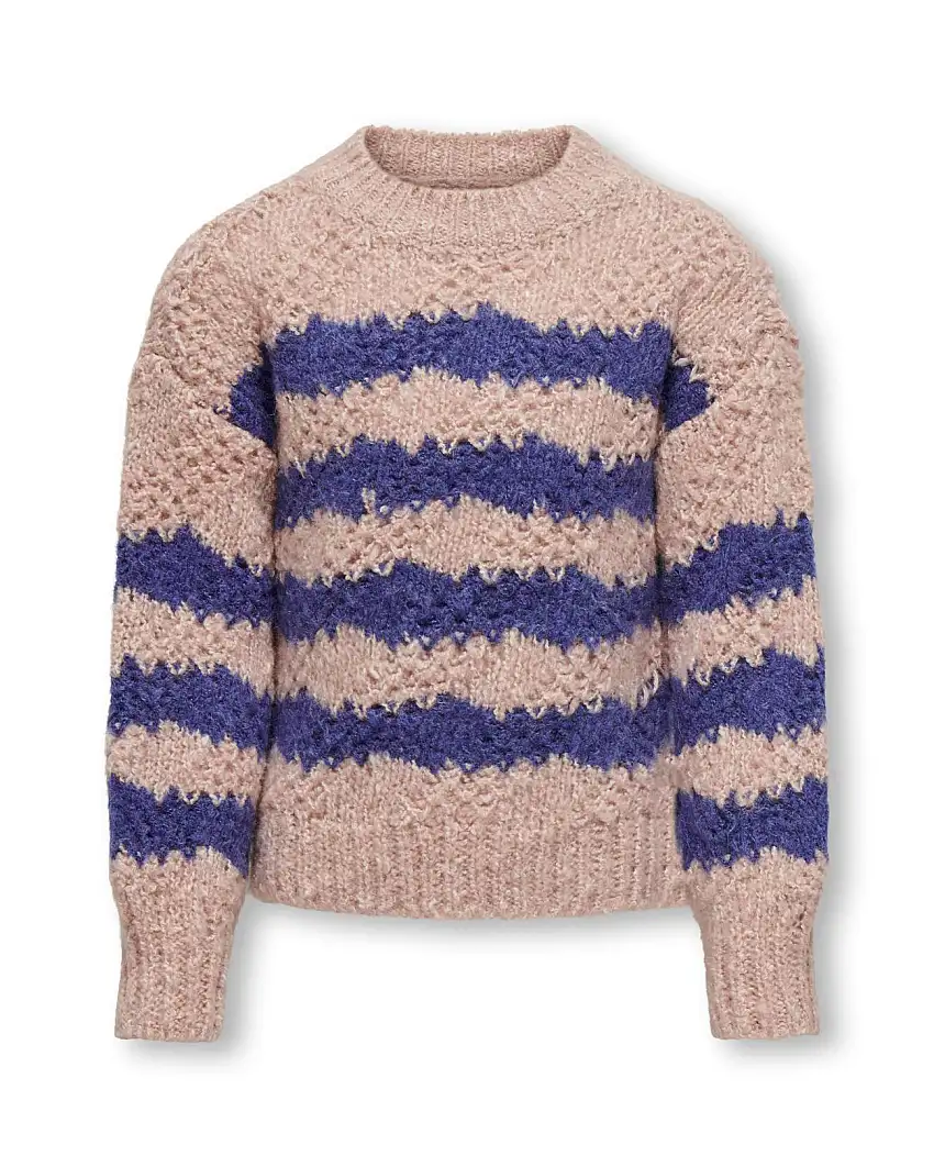 Maglia Kids Only relaxed in misto lana e cotone tricot rosa antico a fantasia rigata viola