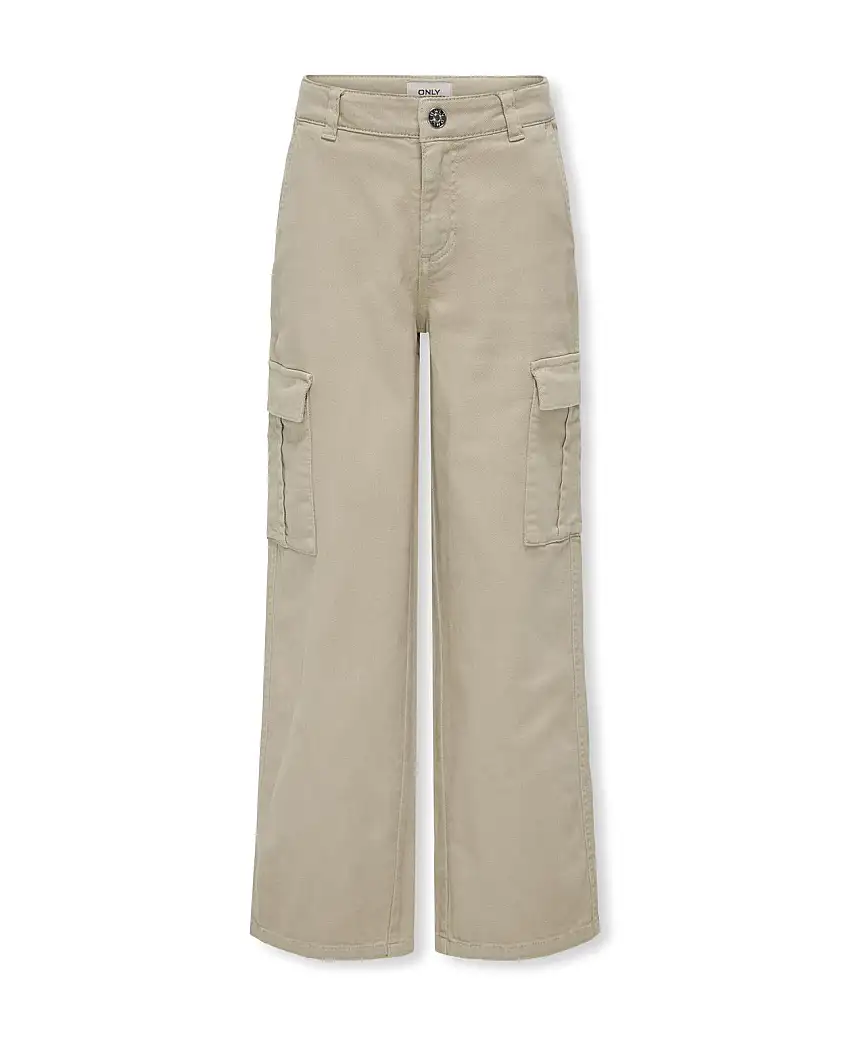 Pantalone cargo in bull di cotone stretch beige