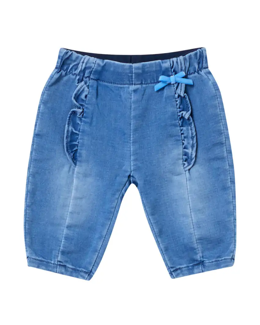 Jeans Liu Jo a lavaggio chiaro in cotone stretch con rouches