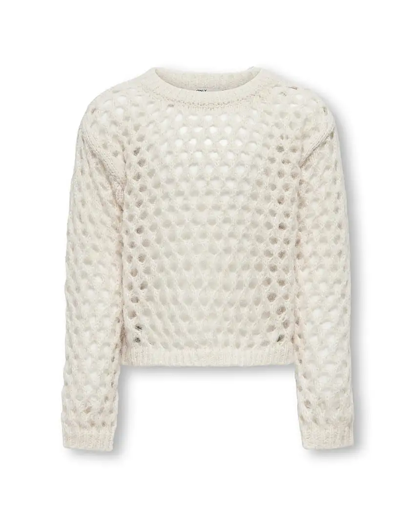 Maglia panna traforata all-over