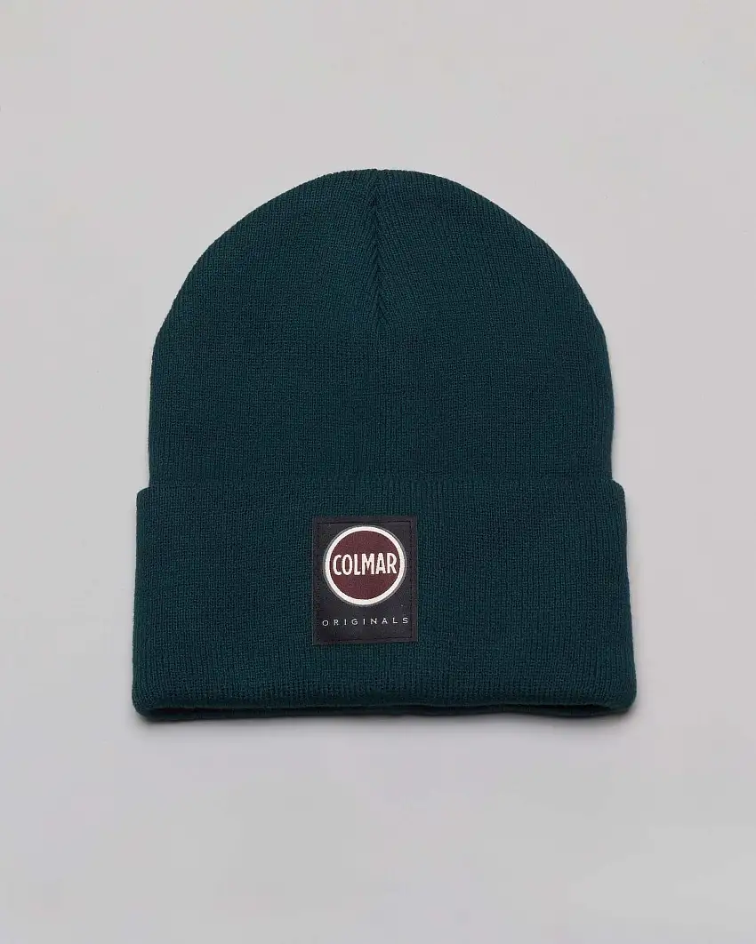 Berretto Colmar Originals verde bottiglia con risvolto e logo patch Colmar Originals applicato