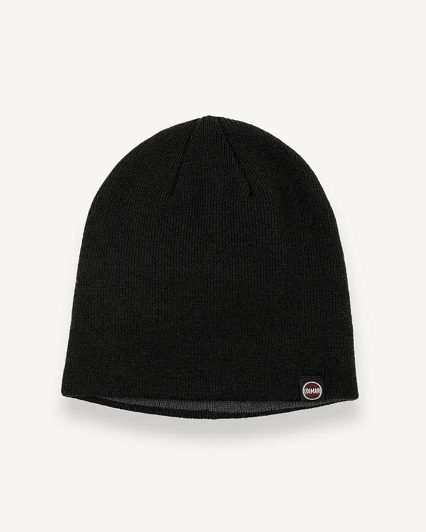 Berretto Colmar Originals nero a cuffia con piccola etichetta porta logo ricamata