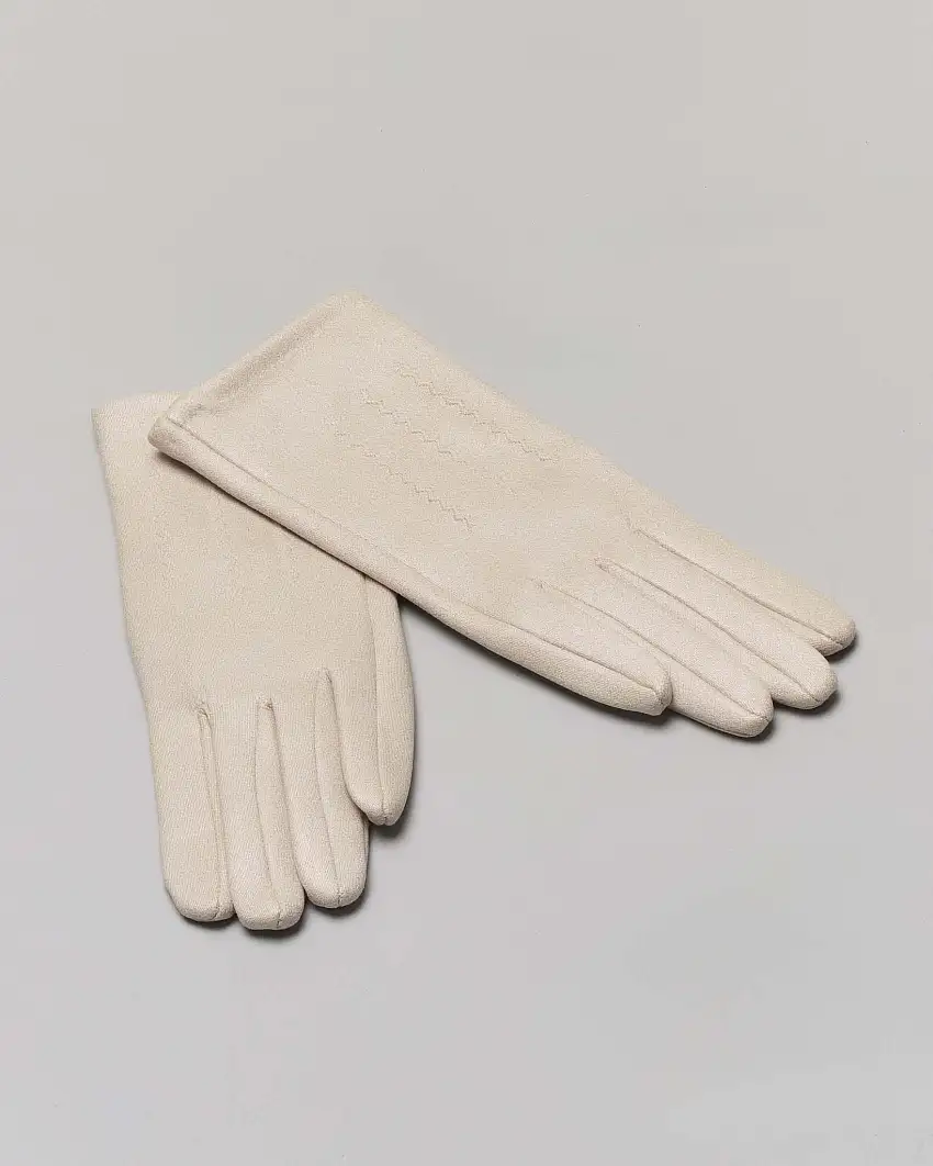 Guanti color panna in similpelle