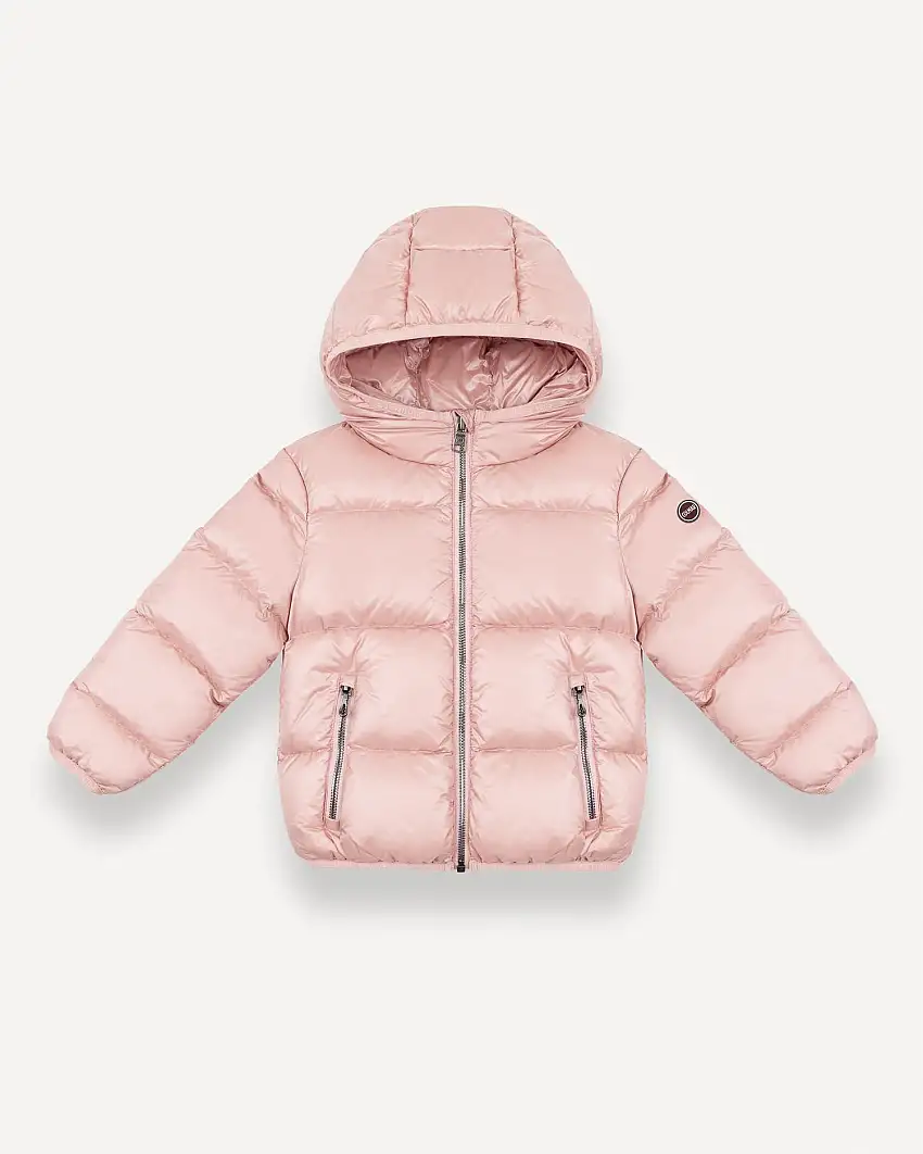 Piumino Colmar in nylon rosa imbottito con cappuccio