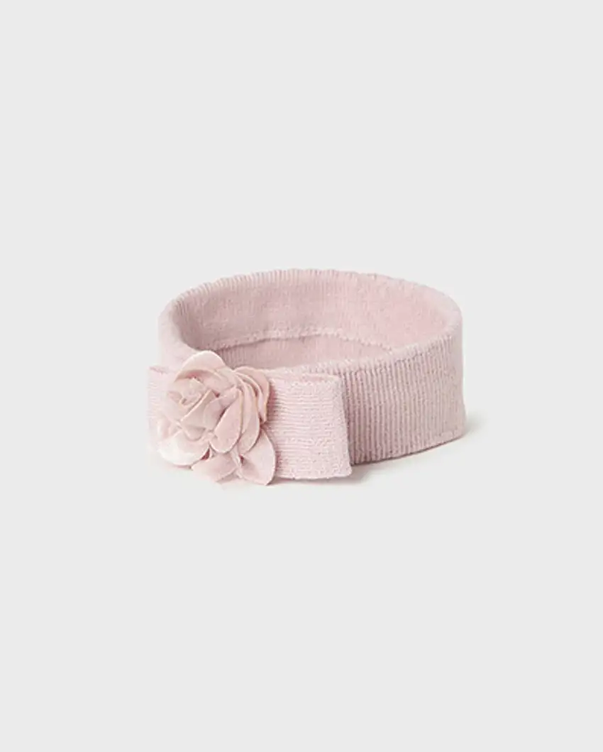 Fascetta in misto viscosa stretch rosa con fiorellino